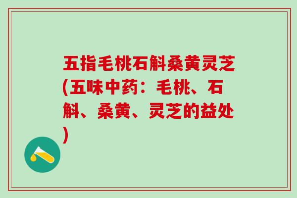 五指毛桃石斛桑黄灵芝(五味中药：毛桃、石斛、桑黄、灵芝的益处)