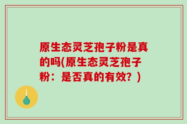 原生态灵芝孢子粉是真的吗(原生态灵芝孢子粉：是否真的有效？)
