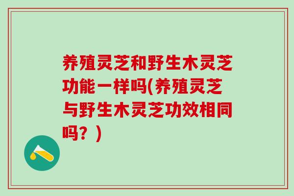养殖灵芝和野生木灵芝功能一样吗(养殖灵芝与野生木灵芝功效相同吗?) 养殖灵芝和野生木灵芝功能一样吗(养殖灵芝与野生木灵芝功效相同吗?)