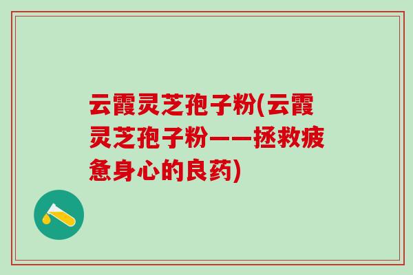 云霞灵芝孢子粉(云霞灵芝孢子粉——拯救疲惫身心的良药)