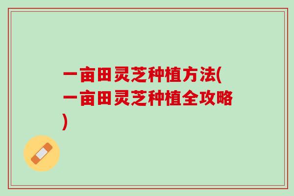 一亩田灵芝种植方法(一亩田灵芝种植全攻略)