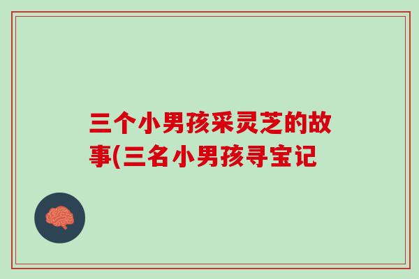 三个小男孩采灵芝的故事(三名小男孩寻宝记