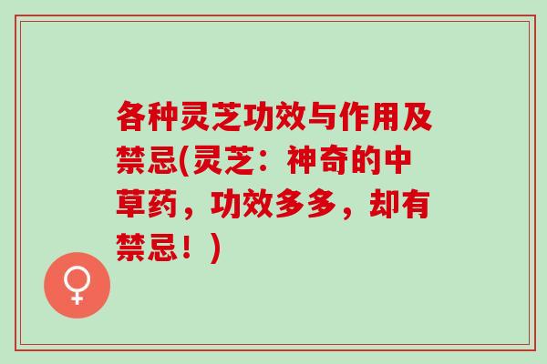 各种灵芝功效与作用及禁忌(灵芝：神奇的中草药，功效多多，却有禁忌！)