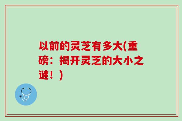 以前的灵芝有多大(重磅：揭开灵芝的大小之谜！)