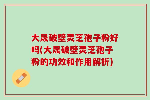 大晟破壁灵芝孢子粉好吗(大晟破壁灵芝孢子粉的功效和作用解析)