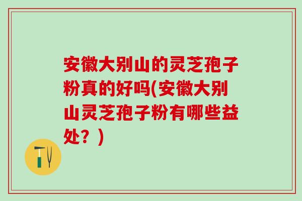 安徽大别山的灵芝孢子粉真的好吗(安徽大别山灵芝孢子粉有哪些益处?) 安徽大别山的灵芝孢子粉真的好吗(安徽大别山灵芝孢子粉有哪些益处?)
