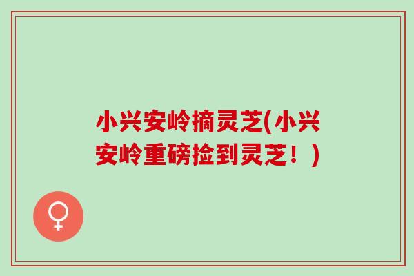 小兴安岭摘灵芝(小兴安岭重磅捡到灵芝！)