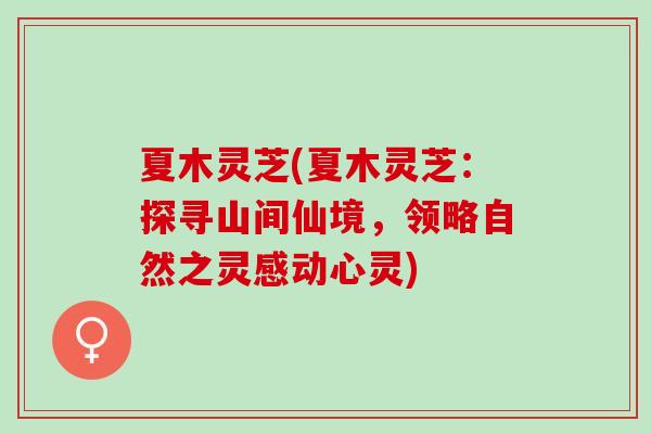 夏木灵芝(夏木灵芝：探寻山间仙境，领略自然之灵感动心灵)