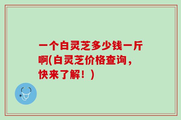 一个白灵芝多少钱一斤啊(白灵芝价格查询，快来了解！)