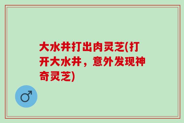 大水井打出肉灵芝(打开大水井，意外发现神奇灵芝)