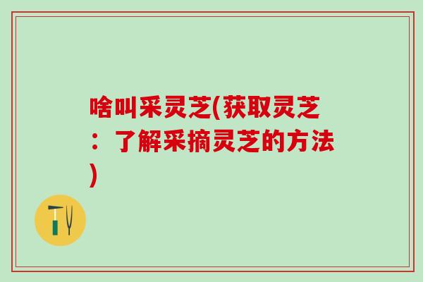 啥叫采灵芝(获取灵芝：了解采摘灵芝的方法)