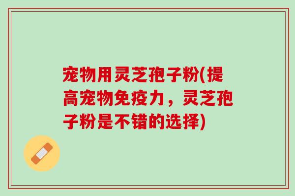 宠物用灵芝孢子粉(提高宠物免疫力,灵芝孢子粉是不错的选择) 宠物用灵芝孢子粉(提高宠物免疫力,灵芝孢子粉是不错的选择)