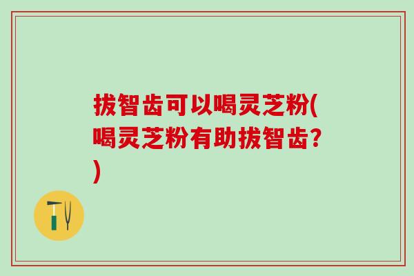 拔智齿可以喝灵芝粉(喝灵芝粉有助拔智齿?) 拔智齿可以喝灵芝粉(喝灵芝粉有助拔智齿?)