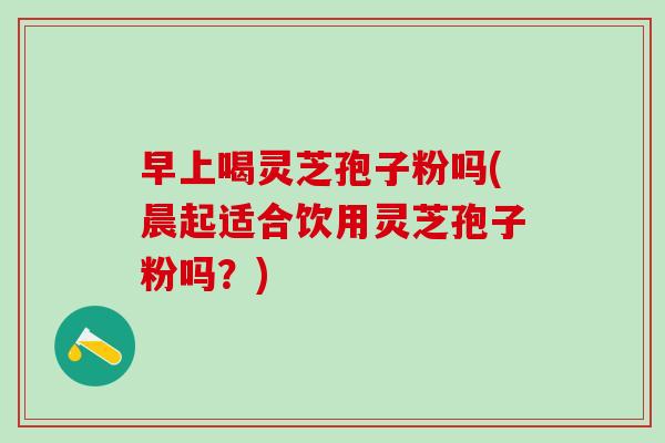 早上喝灵芝孢子粉吗(晨起适合饮用灵芝孢子粉吗？)