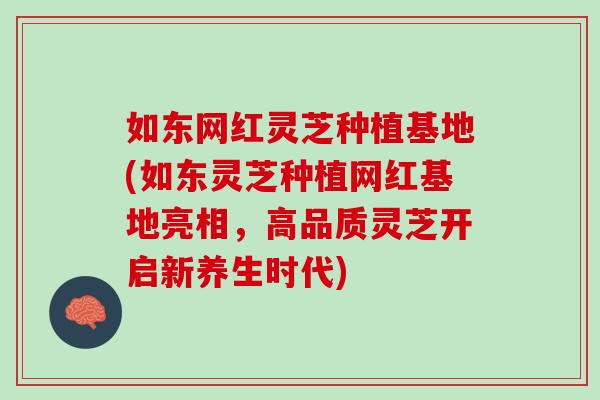 如东网红灵芝种植基地(如东灵芝种植网红基地亮相，高品质灵芝开启新养生时代)