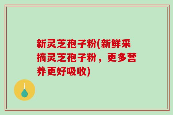 新灵芝孢子粉(新鲜采摘灵芝孢子粉,更多营养更好吸收) 新灵芝孢子粉(新鲜采摘灵芝孢子粉,更多营养更好吸收)