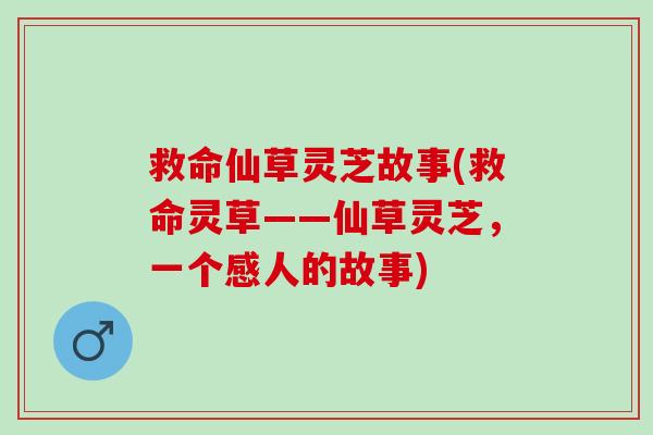 救命仙草灵芝故事(救命灵草——仙草灵芝，一个感人的故事)
