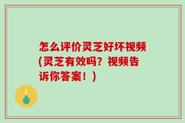 怎么评价灵芝好坏视频(灵芝有效吗？视频告诉你答案！)