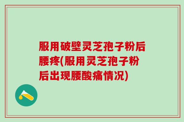 服用破壁灵芝孢子粉后腰疼(服用灵芝孢子粉后出现腰酸痛情况)