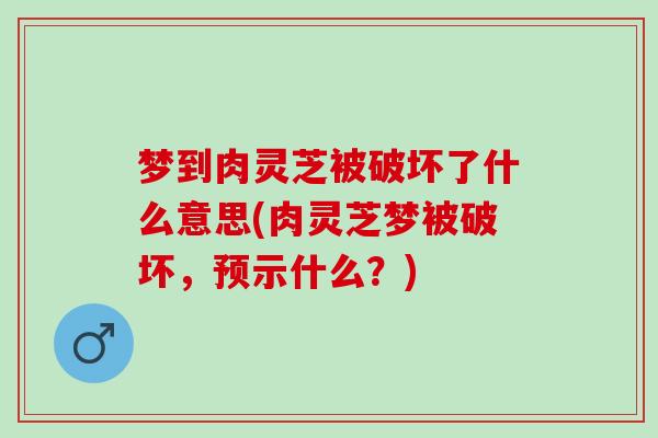 梦到肉灵芝被破坏了什么意思(肉灵芝梦被破坏，预示什么？)