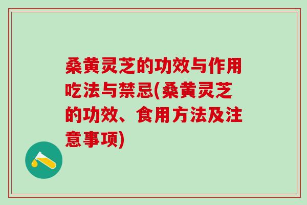 桑黄灵芝的功效与作用吃法与禁忌(桑黄灵芝的功效、食用方法及注意事项) 桑黄灵芝的功效与作用吃法与禁忌(桑黄灵芝的功效、食用方法及注意事项)