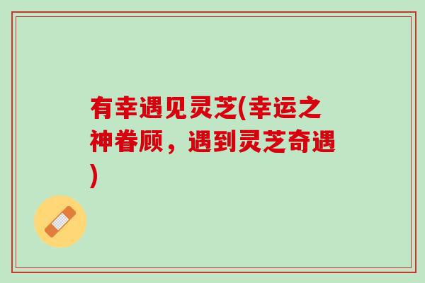 有幸遇见灵芝(幸运之神眷顾，遇到灵芝奇遇)