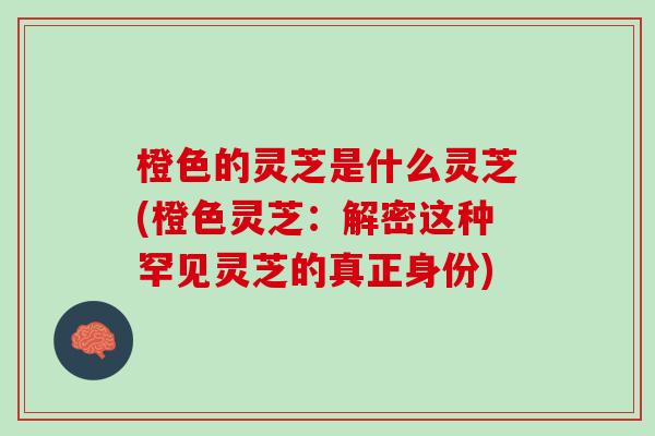 橙色的灵芝是什么灵芝(橙色灵芝：解密这种罕见灵芝的真正身份)