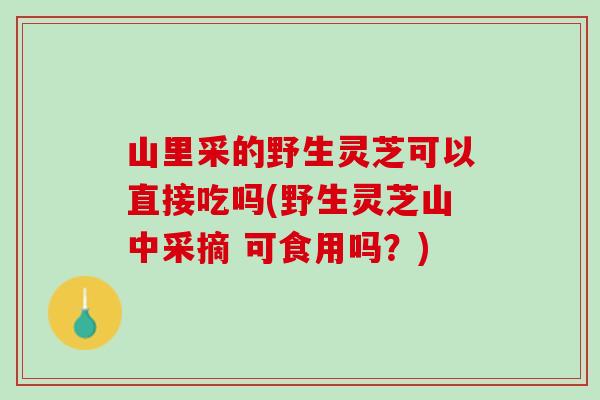 山里采的野生灵芝可以直接吃吗(野生灵芝山中采摘 可食用吗?) 山里采的野生灵芝可以直接吃吗(野生灵芝山中采摘 可食用吗?)