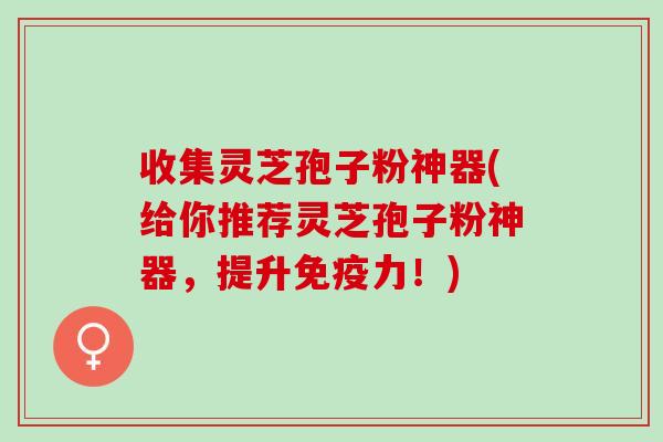 收集灵芝孢子粉神器(给你推荐灵芝孢子粉神器,提升免疫力!) 收集灵芝孢子粉神器(给你推荐灵芝孢子粉神器,提升免疫力!)