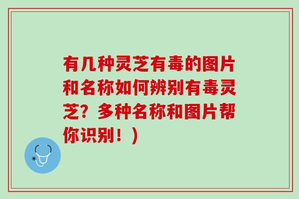 有几种灵芝有毒的图片和名称如何辨别有毒灵芝？多种名称和图片帮你识别！)