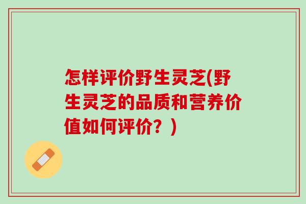 怎样评价野生灵芝(野生灵芝的品质和营养价值如何评价？)