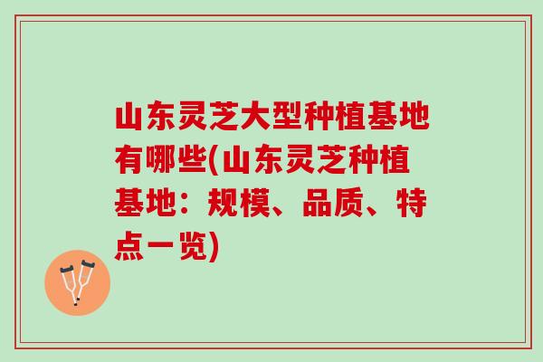 山东灵芝大型种植基地有哪些(山东灵芝种植基地：规模、品质、特点一览)