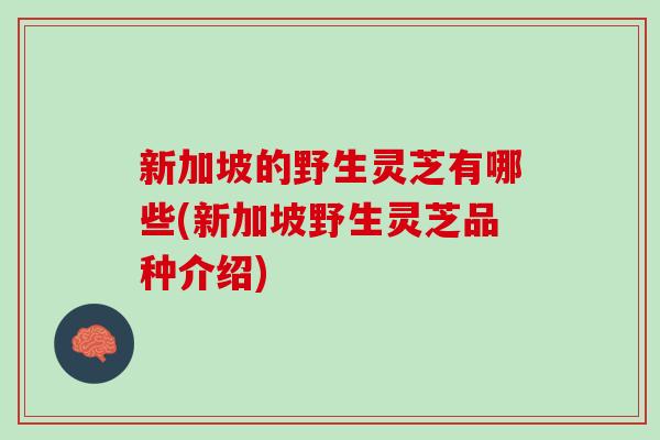 新加坡的野生灵芝有哪些(新加坡野生灵芝品种介绍)