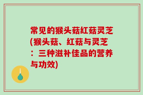 常见的猴头菇红菇灵芝(猴头菇、红菇与灵芝：三种滋补佳品的营养与功效)