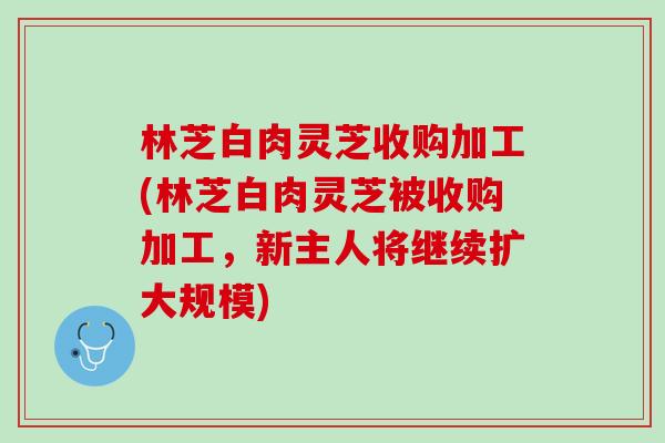 林芝白肉灵芝收购加工(林芝白肉灵芝被收购加工，新主人将继续扩大规模)