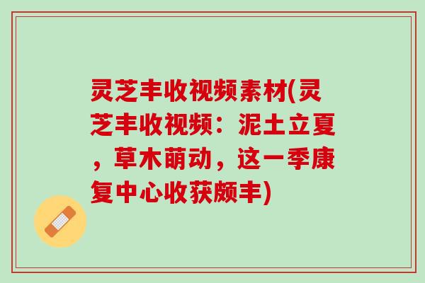 灵芝丰收视频素材(灵芝丰收视频：泥土立夏，草木萌动，这一季康复中心收获颇丰)