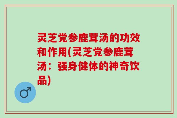 灵芝党参鹿茸汤的功效和作用(灵芝党参鹿茸汤：强身健体的神奇饮品)