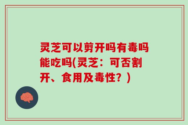 灵芝可以剪开吗有毒吗能吃吗(灵芝：可否割开、食用及毒性？)