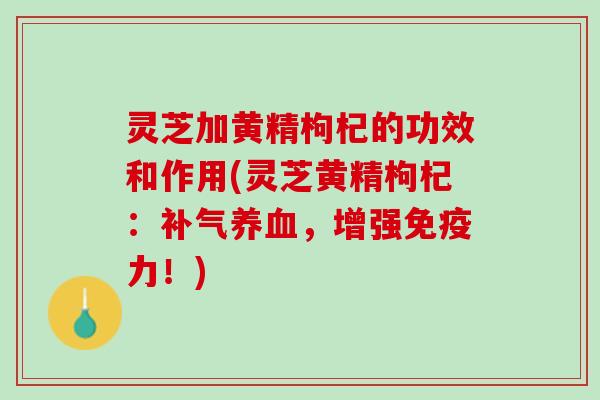 灵芝加黄精枸杞的功效和作用(灵芝黄精枸杞：补气养血，增强免疫力！)