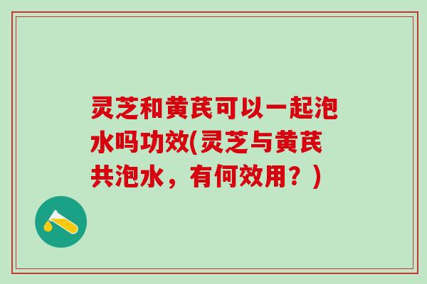 灵芝和黄芪可以一起泡水吗功效(灵芝与黄芪共泡水，有何效用？)