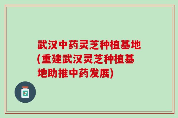 武汉中药灵芝种植基地(重建武汉灵芝种植基地助推中药发展)