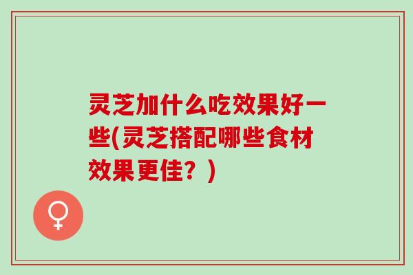 灵芝加什么吃效果好一些(灵芝搭配哪些食材效果更佳？)