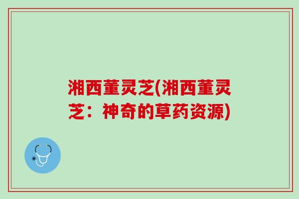 湘西董灵芝(湘西董灵芝：神奇的草药资源)