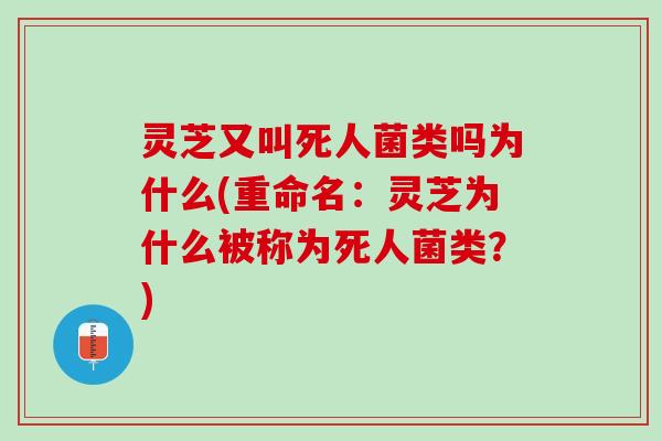 灵芝又叫死人菌类吗为什么(重命名：灵芝为什么被称为死人菌类？)