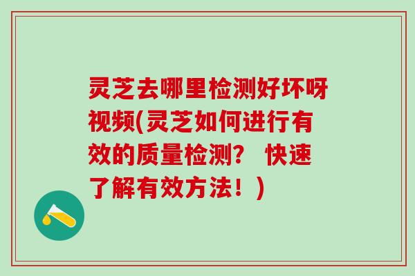 灵芝去哪里检测好坏呀视频(灵芝如何进行有效的质量检测? 快速了解有效方法!) 灵芝去哪里检测好坏呀视频(灵芝如何进行有效的质量检测? 快速了解有效方法!)