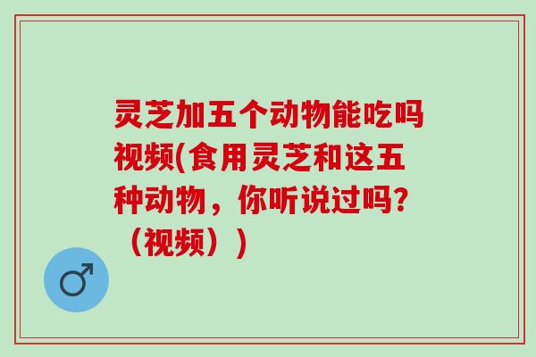 灵芝加五个动物能吃吗视频(食用灵芝和这五种动物，你听说过吗？（视频）)