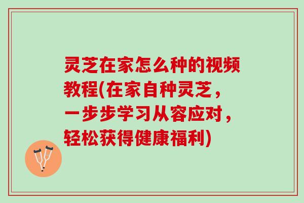 灵芝在家怎么种的视频教程(在家自种灵芝，一步步学习从容应对，轻松获得健康福利)