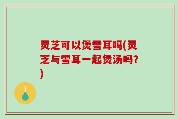 灵芝可以煲雪耳吗(灵芝与雪耳一起煲汤吗？)
