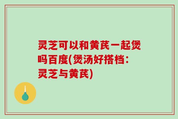 灵芝可以和黄芪一起煲吗百度(煲汤好搭档：灵芝与黄芪)