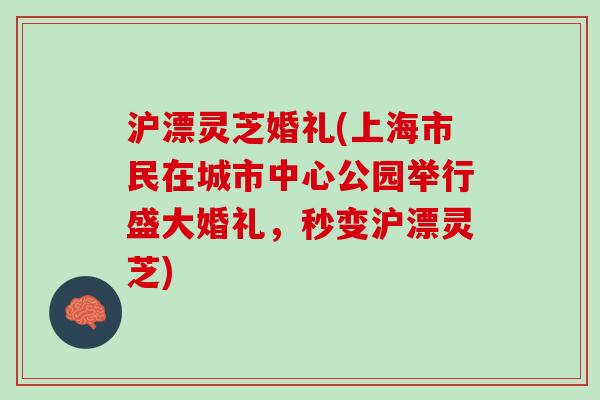 沪漂灵芝婚礼(上海市民在城市中心公园举行盛大婚礼，秒变沪漂灵芝)